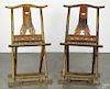 Pair of Chinese painted folding chairs, 20th c.