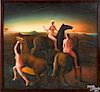 Elling Reitan (Norwegian, b. 1949), oil on canvas of nude women on horseback, signed and dated