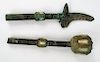 Two Ancient Oriental Bronze Inlaid Scepter & Spear