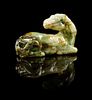* A Nephrite Carving of a Horse Width 3 3/4 inches.