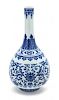 A Blue and White Slender Neck Vase Height 14 1/2 inches.