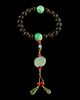 Aloeswood and Jadeite Prayer Beads, Shouchuan Diameter 4 inches.