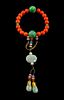 Red Coral and Jadeite Prayer Beads, Shouchuan Diameter 3 3/4 inches.