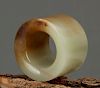 OLD Chinese Yellowish Jade Tumb Ring with Russet