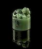 A Green Jade Seal Height 1 3/8 inches.