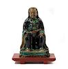 A Polychrome Glaze Stoneware Figure of Immortal, Zhen Wu Da Di Height 9 3/4 inches
