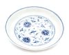 A Blue and White Porcelain Footed Dish Diameter 7 1/4 inches.