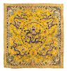 An Embroidered Silk Panel Height 63 1/4 x width 57 1/2 inches.