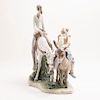 Don Quijote y Sancho. España, siglo XX. Elaborado en porcelana Lladró, acabado brillante. Diseño de Salvador Furió. Firmado y seriado.