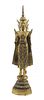 A Thai Gilt Bronze Statue Height overall 17 3/4 inches.