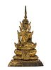 * A Thai Gilt Bronze Figure of Buddha Height 8 1/4 inches.