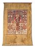 A Tibetan Thangka Height visible 27 5/8 x width 21 3/4 inches.