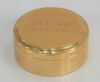 Tiffany & Co. 14 karat gold round box, monogrammed: EGS-JJS 1940-1991. 
height 3/4 inch, diameter 1 3/4 inches, 47.8 grams 

Provena...