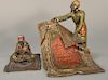 Two piece lot to include:  Franz Bergman (1861-1936),  cold painted bronze,  Orientalist Figure sitting on a carpet, smoking a...