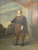 Dutch full length portrait, 
oil on board, 
Man with Landscape Background, 
17th/18th century, 
cradled panel, 
31" x 24 1/2"