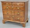 George II burlwood chest of two over three drawers, 18th century. 
height 37 1/4 inches, width 36 3/4 inches, depth 21 1/4 inches