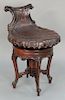 Louis XV style revolving chair, shell carved seat and adjustable height