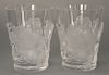 Set of ten Lalique "Chene" Double Old Fashioned crystal glasses, signed Lalique France. 
height 4 3/4 inches