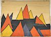 After Alexander Calder,  Bon Art,  maguey fiber tapestry,  "Pyramid" tapestry,  Bon Art label,  woven: Calder 75, numbered: 60/100  ...
