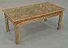 Max Kuehne (1880-1968) signed modern coffee table, silvered with garden design top.  