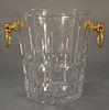 Cartier crystal wine cooler or champagne bucket, 
having gilt bronze ring handles, signed on bottom: Cartier. 
height 8 3/4 inches, ...