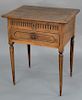Louis XVI work table, lift-top and one drawer on turned legs. 
height 30 1/4 inches, top: 17 3/4" x 25 1/4"