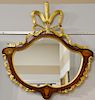 Fineberg custom mirror, shield form with large gilt plume and inlaid panels and urn, made by Fineberg, Hartford, CT. 
37" x 34"