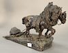 Friedrich Gornik (1877-1943), 
bronze, 
Horse Pulling, 
marked on base: F. Gornik 1901, 
height 13 1/2 inches, length 25 inches