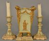 Three piece Wedgwood gilt decorated Victoria ware, 
all having pale green ground and marked: Wedgwood England to include a bough pot...