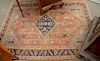 Heriz Oriental throw rug (wear, end fraying). 
4'8" x 6'2" 

Provenance: 
Estate of Kenneth Jay Lane