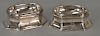 Mary Rood 1723 pair of silver trencher salts,  eight sided with lion coat of arms
