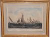 Nathaniel Currier, 
hand colored lithograph, 
Regatta of the New York Yacht Club. June 1st 1854, Rounding the S.W. Spot, 
sight size...