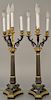 Pair of bronze and gilt bronze candelabra lamps with four lights each.
height 33 1/4 inches

Provenance: 
Estate of Eileen Slocum lo...
