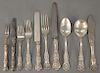 Sterling silver flatware set marked Black Starr & Frost including (12) dinner forks, (10) lunch forks, (12) soup spoons, (12) tables...