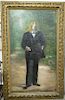 Luigi Valtorta (1852-1929),  oil on canvas,  full length portrait painting with dog head,  signed lower left: Le Valtorta 1912...