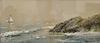 Edmund Darch Lewis (1835-1910), 
watercolor, 
Seascape, Rocks and Sailboat, 
signed and dated lower right: Edmund D. Lewis 1892, 
si...