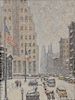 Guy Carleton Wiggins (1883-1962), 
oil on board, 
"Winter at the Library", 
American Flag, 5th Avenue, 
signed lower right: Guy Wigg...