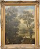 School of Salomon van Ruysdael, 
oil on canvas, 
Mountainous Landscape with Figures and Horses, 
plaque marked: Ruijsdael School: La...