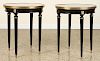 PAIR EBONIZED MARBLE TOP SIDE TABLES C.1940