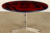 ROUND POLISHED STEEL TABLE LACQUERED TOP