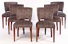 SET 6 ART DECO UPHOLSTERED DINING CHAIRS 1940