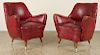 PAIR MID CENTURY MODERN UPHOLSTERED LOUNGE CHAIRS