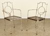 PAIR WROUGHT IRON CHAIRS BY GILBERT POILLERAT