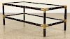 WOOD BRASS GLASS COFFEE TABLE MANNER BILLY HAINES