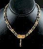 Roman 22K Gold / Black Stone Beaded Necklace