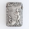French Silver Match Safe with Clown and Monkey