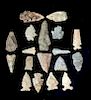 Lot of 18 Native American Woodlands Stone Arrowheads