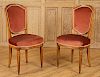 PAIR ART DECO UPHOLSTERED WALNUT SIDE CHAIRS