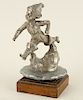 A. RENEVEY SIGNED NICKEL PLATED BRONZE MASCOT