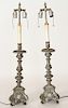 PAIR SPANISH BAROQUE STYLE TWO LIGHT LAMPS